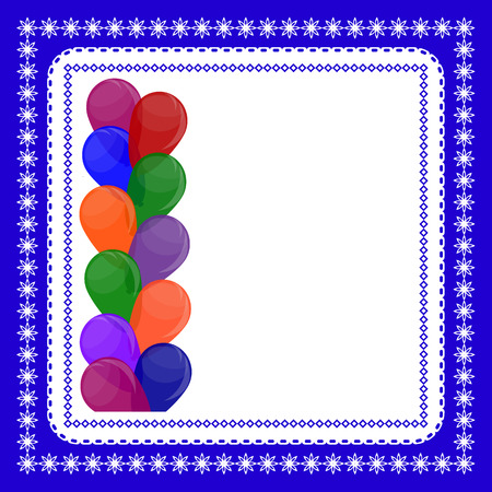 The balloon frame with place for text. Template for greeting card, decorating postcard, banner, invitation, background. Vector illustration.のイラスト素材