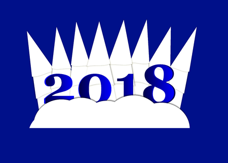 Happy new year, 2018, Merry Christmas vector illustration. Winter snow forest. Paper art style.のイラスト素材