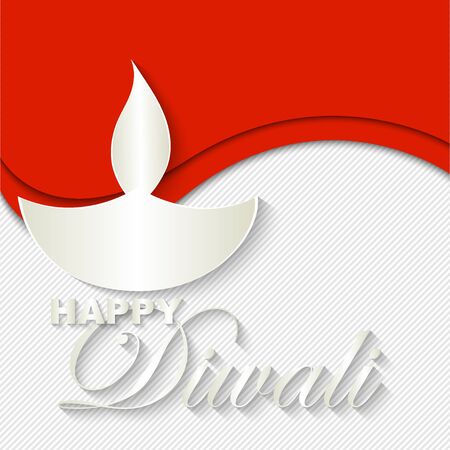 Indian Diwali lamp on original background. Happy Diwali vector art illustration. Design of greeting card, banner, flyer, gift certificate, invitation, background for Divali, festival of lights. Paper cut out style.のイラスト素材