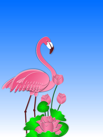 flamingo, lotus, pink, patternのイラスト素材