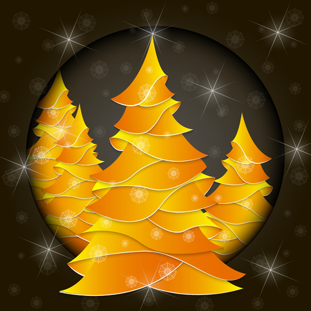 Merry christmas and happy new year background. Design element for banner, website, billboard, poster, invitation, greeting card. 3d vector illustration, paper cut style.のイラスト素材