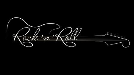 Abstract music logo. Black music rock'n'roll background. Design element for invitation to party, disco, music banner, flyer, cover. Vector illustrationのイラスト素材