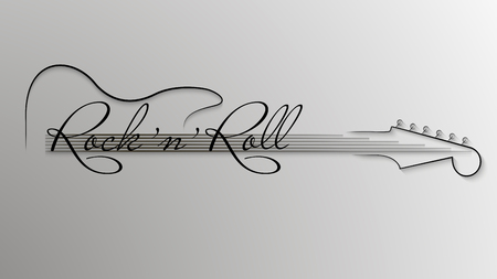 Abstract music logo. Black and white music rock n roll background. Design element for invitation to party, disco, music banner, flyer, cover. Vector illustrationのイラスト素材