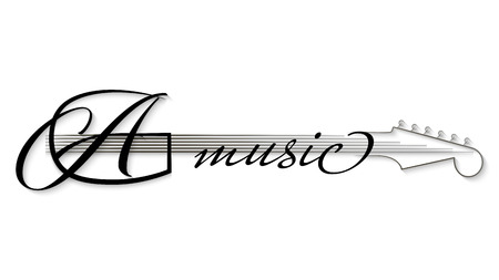 Abstract music logo. Black and white music background. Design element for invitation to party, disco, music banner, flyer, cover. Vector illustration.のイラスト素材