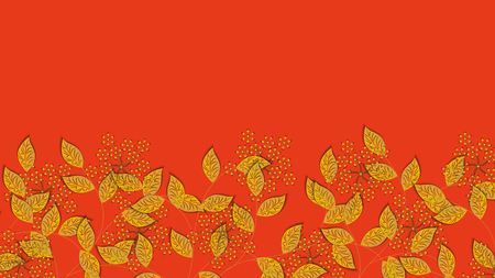 Floral seasonal golden background. Minimalistic background design for banner, wallpaper, poster, flyer, invitation, greeting card, sale banner. Vector illustration.のイラスト素材