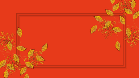 Floral seasonal golden background. Minimalistic background design for banner, wallpaper, poster, flyer, invitation, greeting card, sale banner. Vector illustration.のイラスト素材