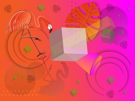 Colorful geometric background. Dynamic shapes composition. Futuristic design for background, banner, flyer, cover, presentation, poster, sale banner, party invitation. 3D vector illustration.のイラスト素材