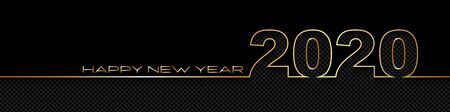 Black New Year background. Happy New Year 2020 logo text design. Cover of business diary for 2020...