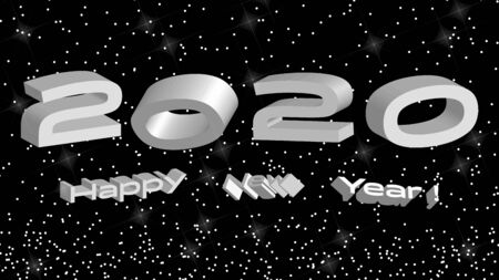 Happy New Year 2020D logo text design. Cover of business diary for 2020 with wishes. Brochure design...