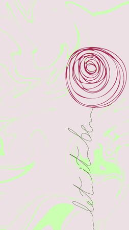 Minimalist vertical background. Hand drawn abstract flower and inscription Let it be. Abstract contemporary modern trendy vector illustration.の写真素材