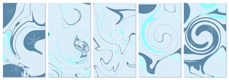 Five winter backgrounds with copy space for text. Every background is isolated. Good for Happy New Year, Merry Christmas, social media stories, banner, greeting card, poster, ad, discount banner.のイラスト素材