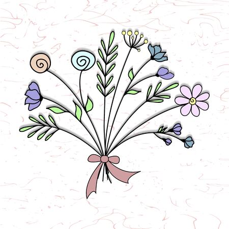 Bouquet of flowers. Composition for invitation to party or holiday. Vector illustration.のイラスト素材