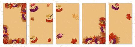 Vector set of autumn backgrounds with copy space for text. Trend shape for banner, greeting card, poster, advertising, social media stories, discount banner. Every background is isolated. のイラスト素材