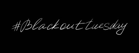 Handmade inscription blackout tuesday on black background. Tag black lives matter, blackout tuesday, concept 2020. Vector illustration, Good size for social media banner.のイラスト素材