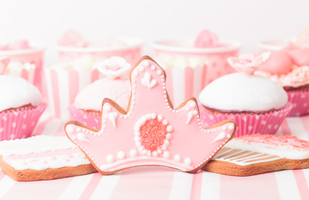 dessert table in pink at girls  partyの写真素材