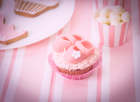 dessert table in pink at girls  partyの写真素材