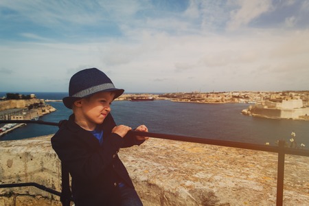 family travel Europe - little boy travel in Malta, Europeの写真素材