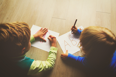 kids write letters, do homeworkの写真素材