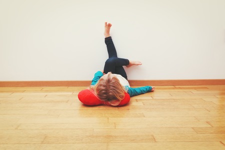 little girl relax at home- comfort and lazinessの写真素材