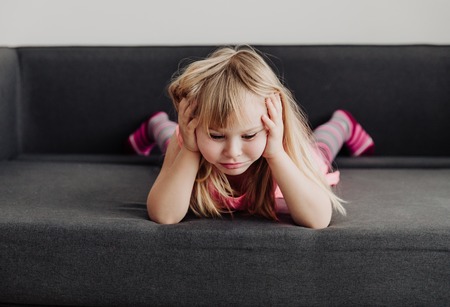 sad child, stress and depressionの写真素材