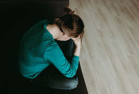 stressed woman, despair and depressionの写真素材