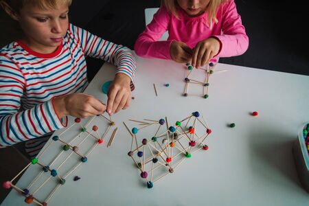 kids making geometric shapes, engineering and STEM