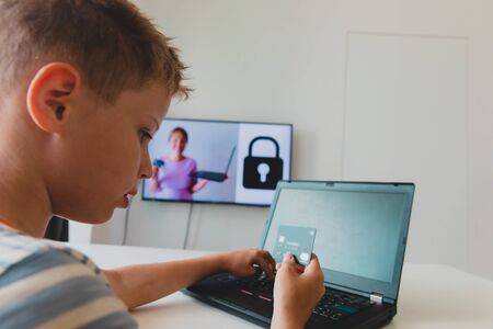 Teaching kid online security before paying online, safety on internet, cyber security