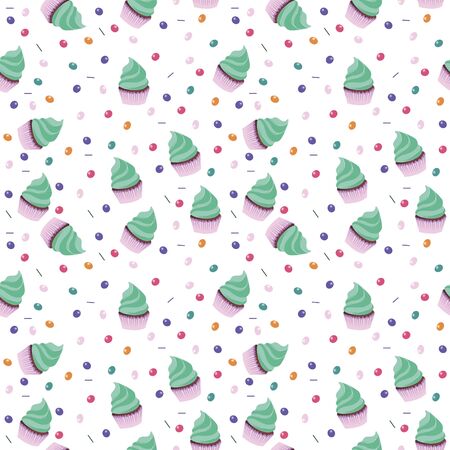 Background wallpaper with muffins. Vector.のイラスト素材