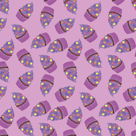 Background wallpaper with muffins. Vector.のイラスト素材
