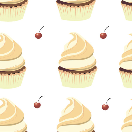 Background wallpaper with muffins. Vector.のイラスト素材