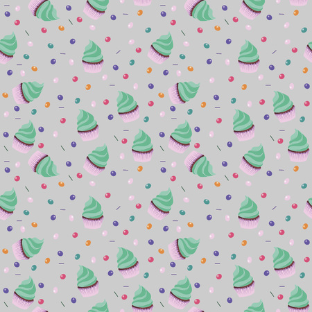 Background wallpaper with muffins. Vector.のイラスト素材