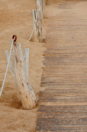 Wooden path to the seaの写真素材