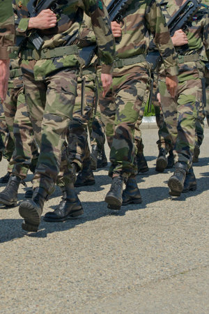 armed marching soldiers の写真素材