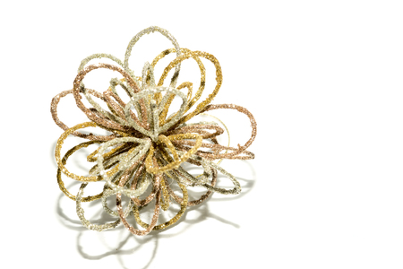 Christmas tree toy. Toy with sequins on a white background.の写真素材