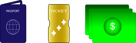 Color icons for travel. Necessary objects for tourism.のイラスト素材