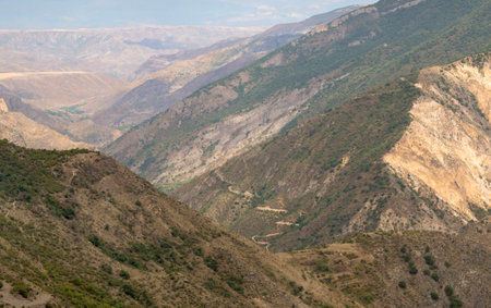Mountain landscape. The landscape in Armenia Tatev. The canyon next to the cable car "Wings of Tatev".の写真素材