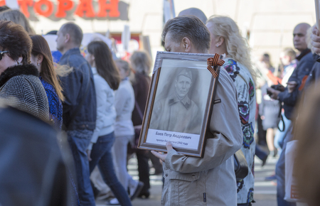 Parade in honor of the 70 anniversary of the Victory in the second world war. Russia, St. Petersburg, may 9, 2015.のeditorial素材