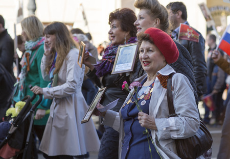 Parade in honor of the 70 anniversary of the Victory in the second world war. Russia, St. Petersburg, may 9, 2015.のeditorial素材