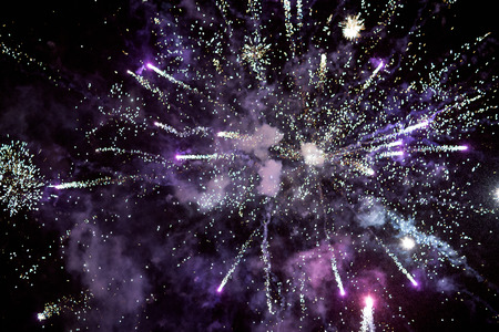 Fireworks in the night sky. Holiday background, texture explosion of fireworks.の写真素材