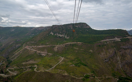 Mountain landscape. The landscape in Armenia Tatev. Winding road in the mountains.の写真素材
