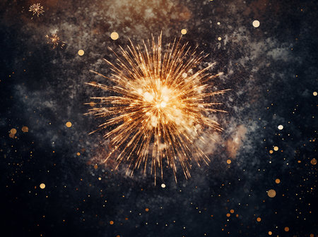 Fireworks in the night sky. Festive background with fireworks.の素材