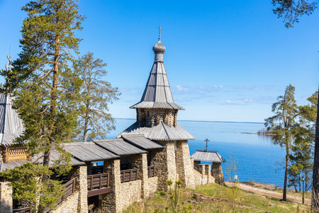Church of the Intercession. cathedral, church, architectural structure.Park. Valaam. Karelia Russia. Lake Ladogaの写真素材