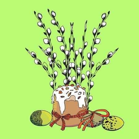 easter card wreath chicken eggs willowの写真素材