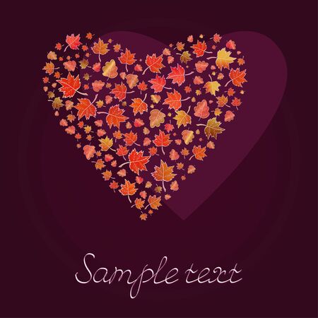 heart shape from autumn leavesのイラスト素材