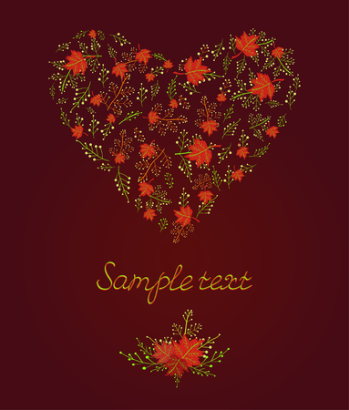 heart shape from autumn leavesのイラスト素材