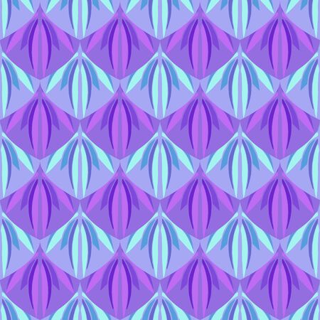 Seamless pattern with hand drawn  floral elements. In purple and blue colors.のイラスト素材