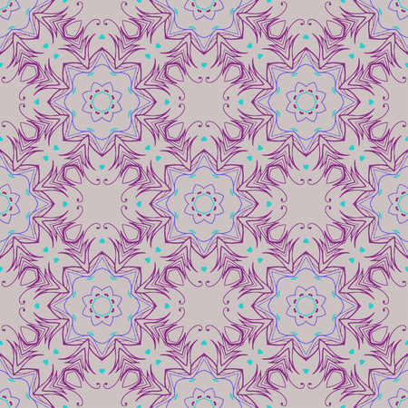 Decorative ornamental seamless pattern. In purple and blue colors.のイラスト素材
