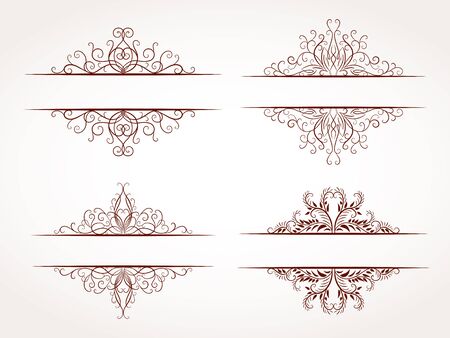 Vector set of hand drawn ornamental frames.のイラスト素材