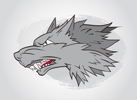 Vector illustration with wolf's head. Roaring wolf.のイラスト素材