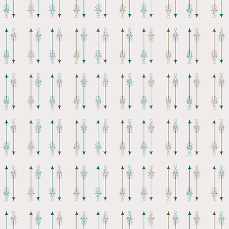 Seamless pattern with hand drawn decorative arrows. In brown and blue colors.のイラスト素材